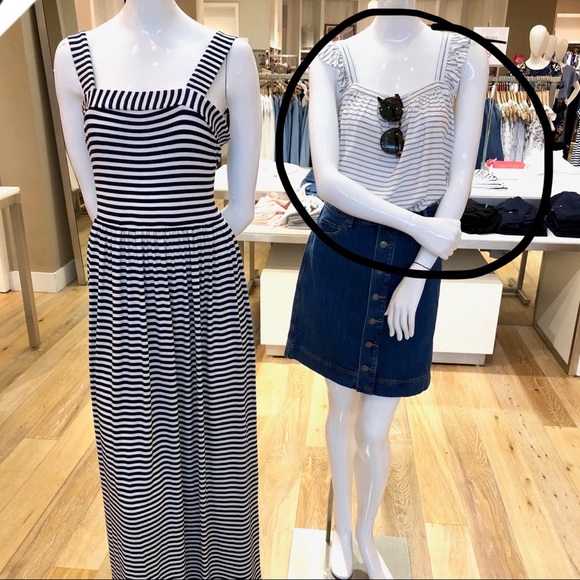 LOFT Striped Flutter Sleeve Tank - Picture 1 of 8